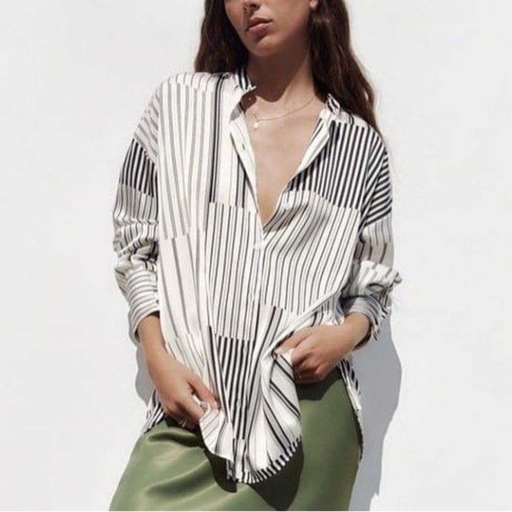 Zara Satin Button Down Blouse, M